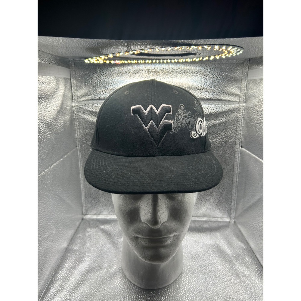 Nike Team West Virginia Mountaineers Hat Black Fitted M/L WV Logo Swoosh Cap